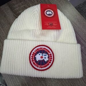 Canada Goose White Beanie